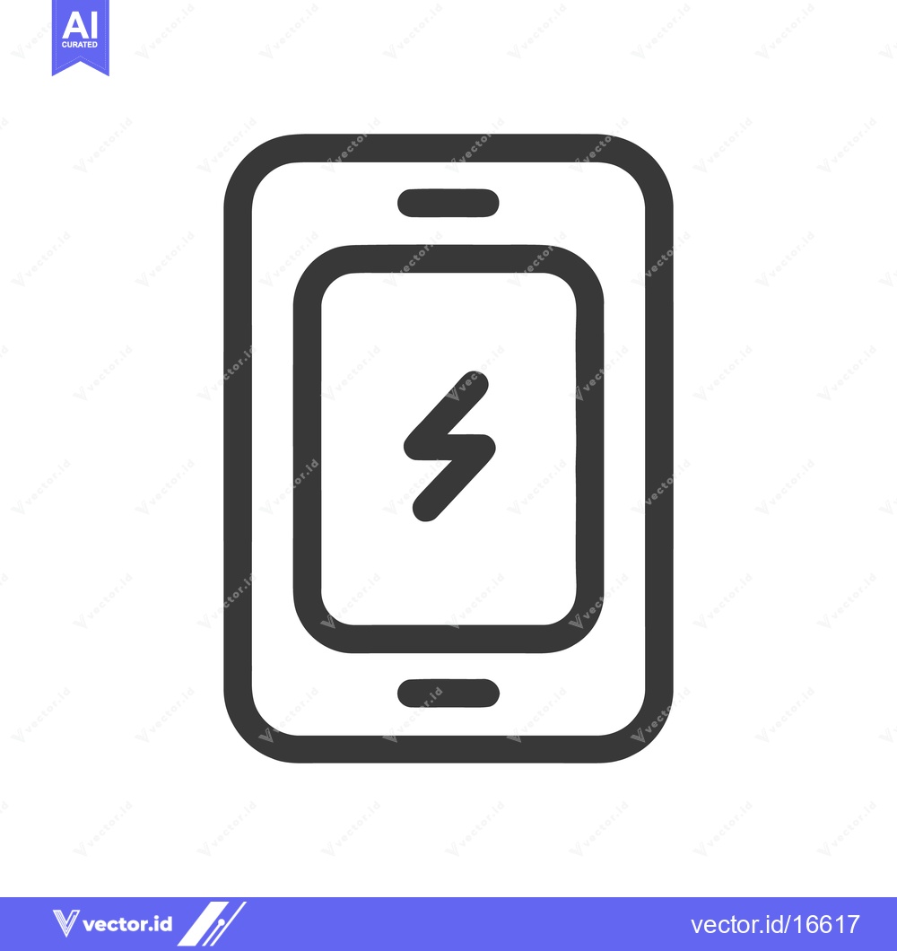 Premium Vector of Charging Smartphone Icon: Modern, Minimalist Design with Lightning Bol