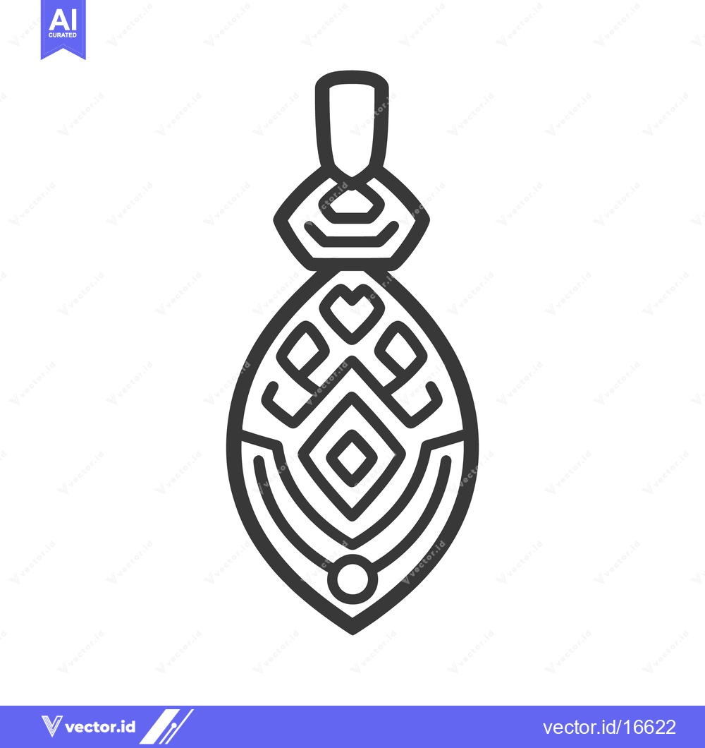 Premium Vector of A monochrome pendant illustration showcasing intricate geometric patte