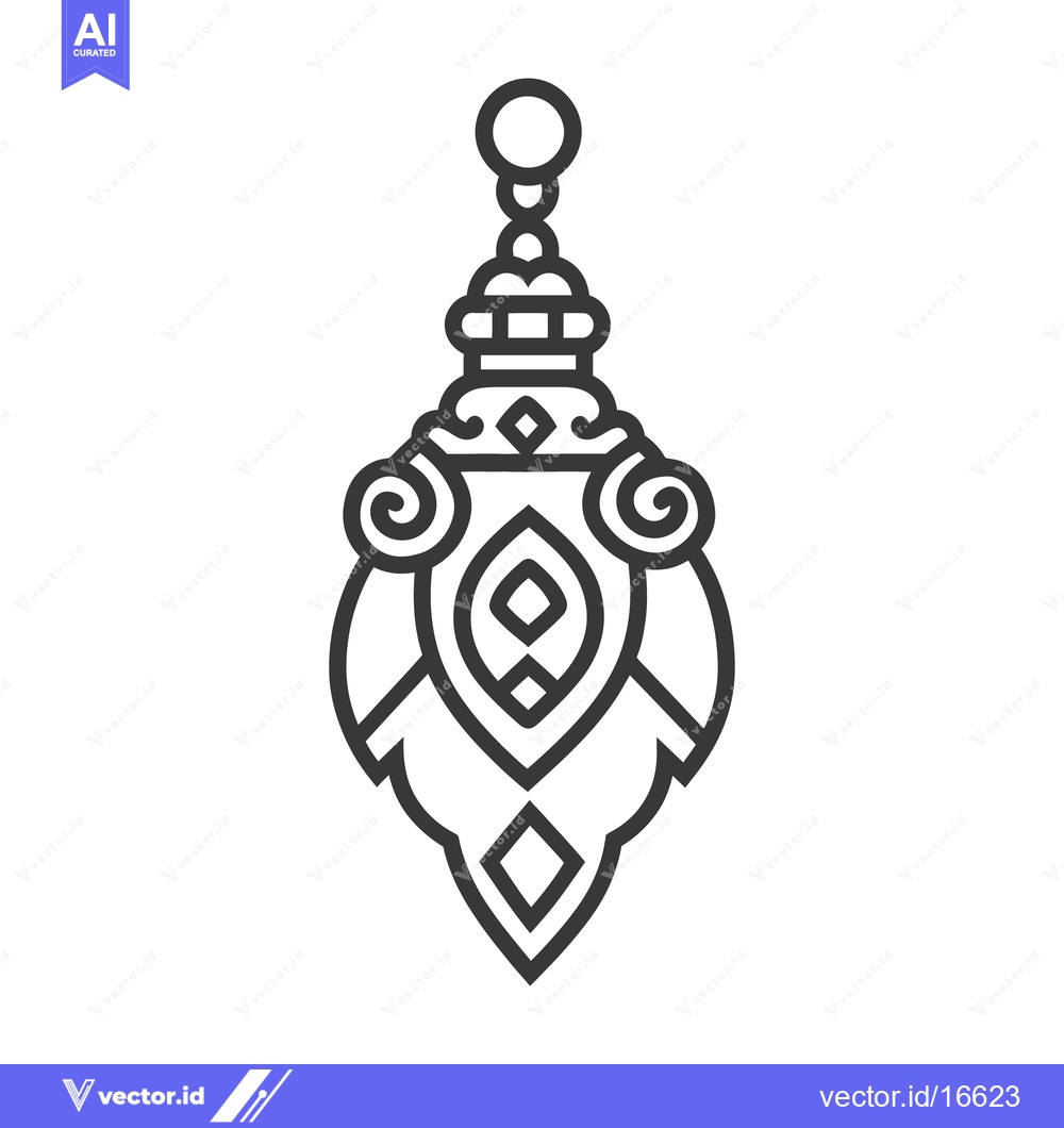 Premium Vector dari Decorative pendant stylized with symmetrical curves and geometric elem