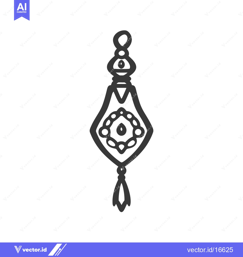 Premium Vector of A black and white illustration of an ornate pendant design