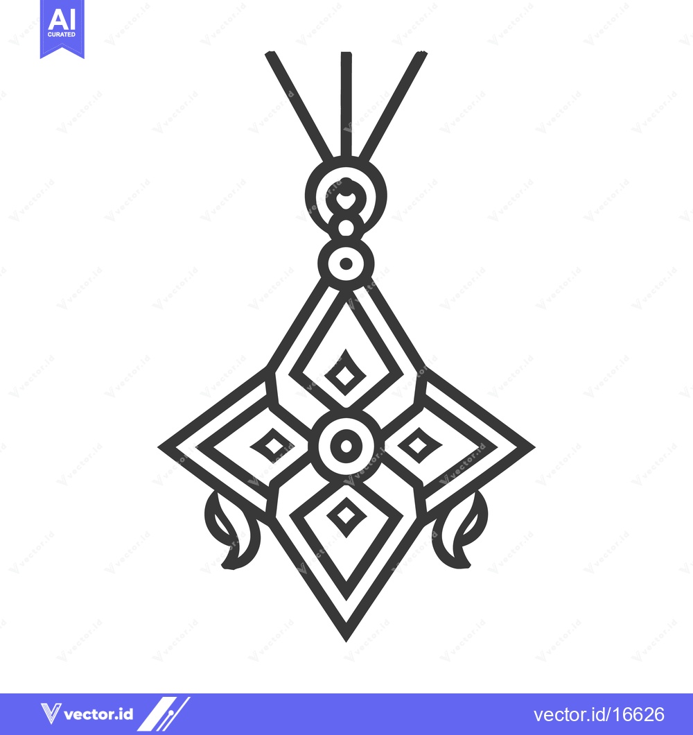 Premium Vector dari A stylized geometric pendant with decorative lines and shapes hanging