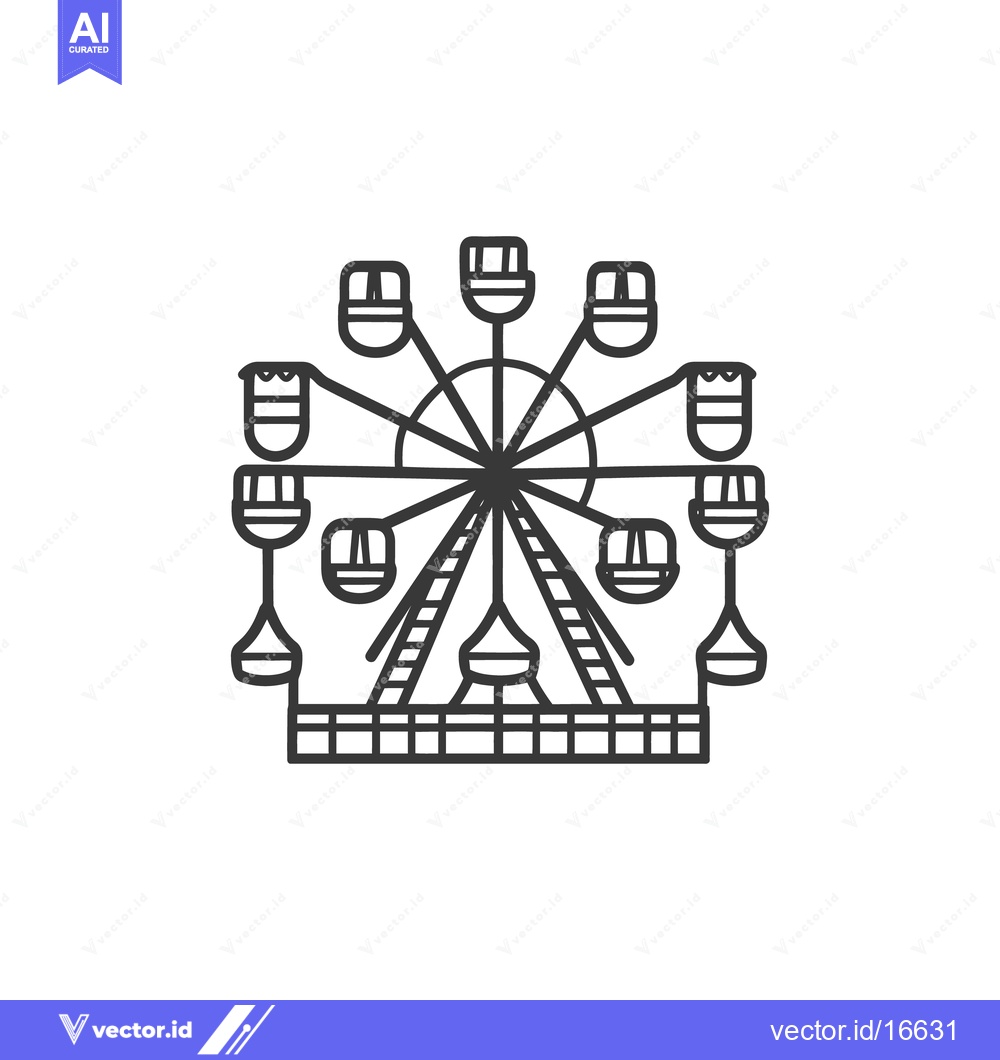 Premium Vector of A minimalist line drawing of a large amusement park ride