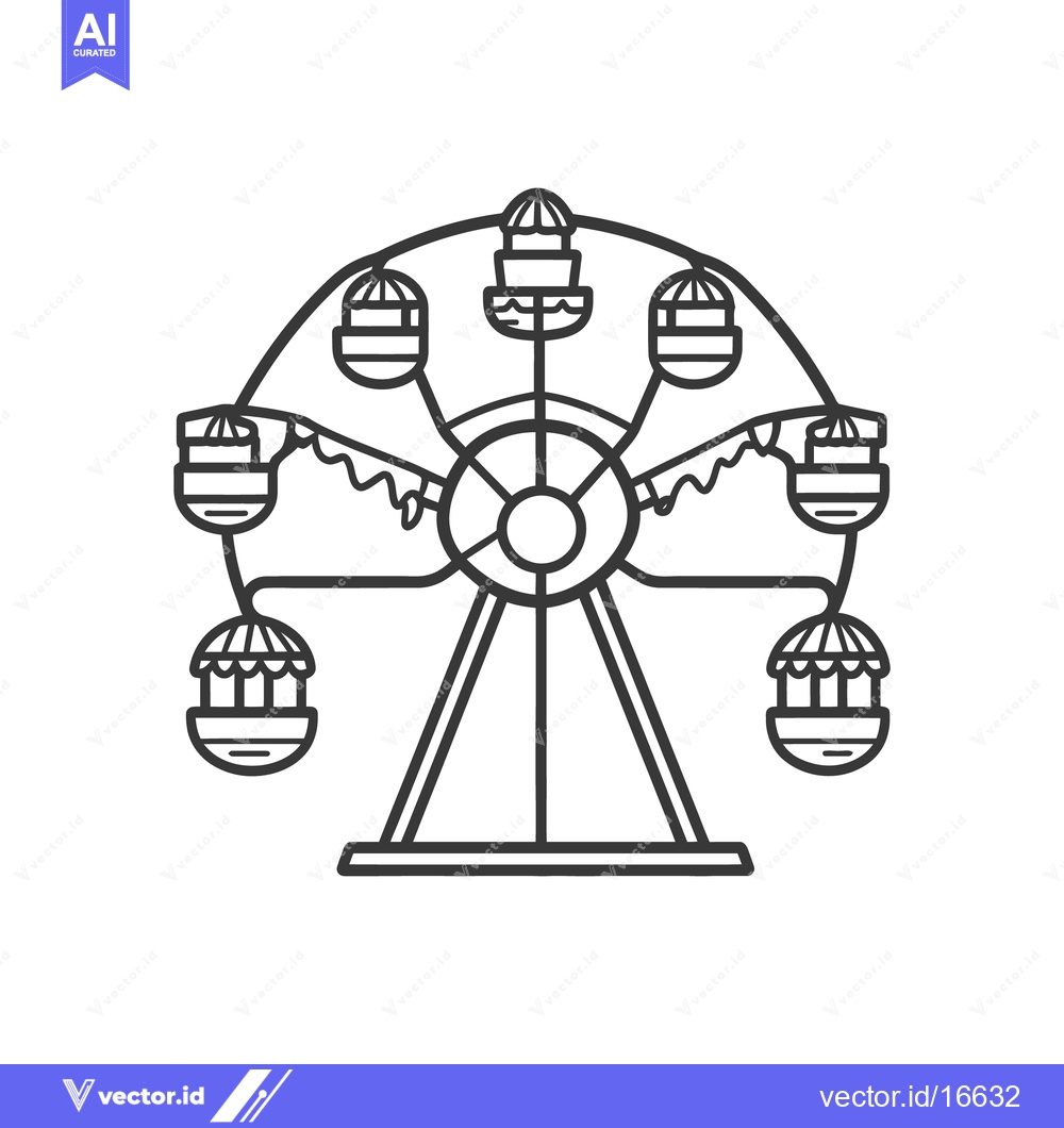 Premium Vector dari A simple black and white illustration of a ferris wheel amusement ride