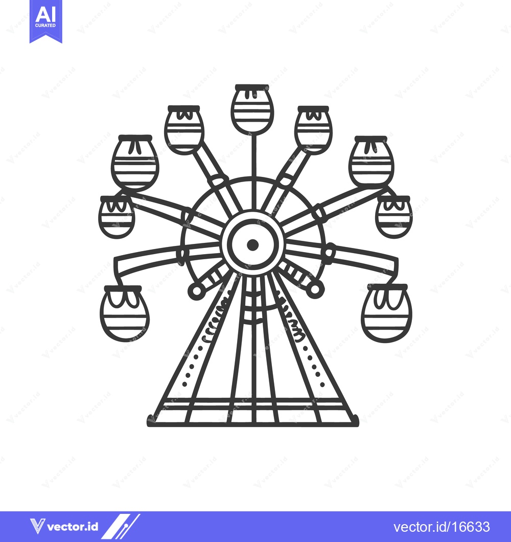 Premium Vector of A detailed vector illustration depicting a ferris wheel amusement ride