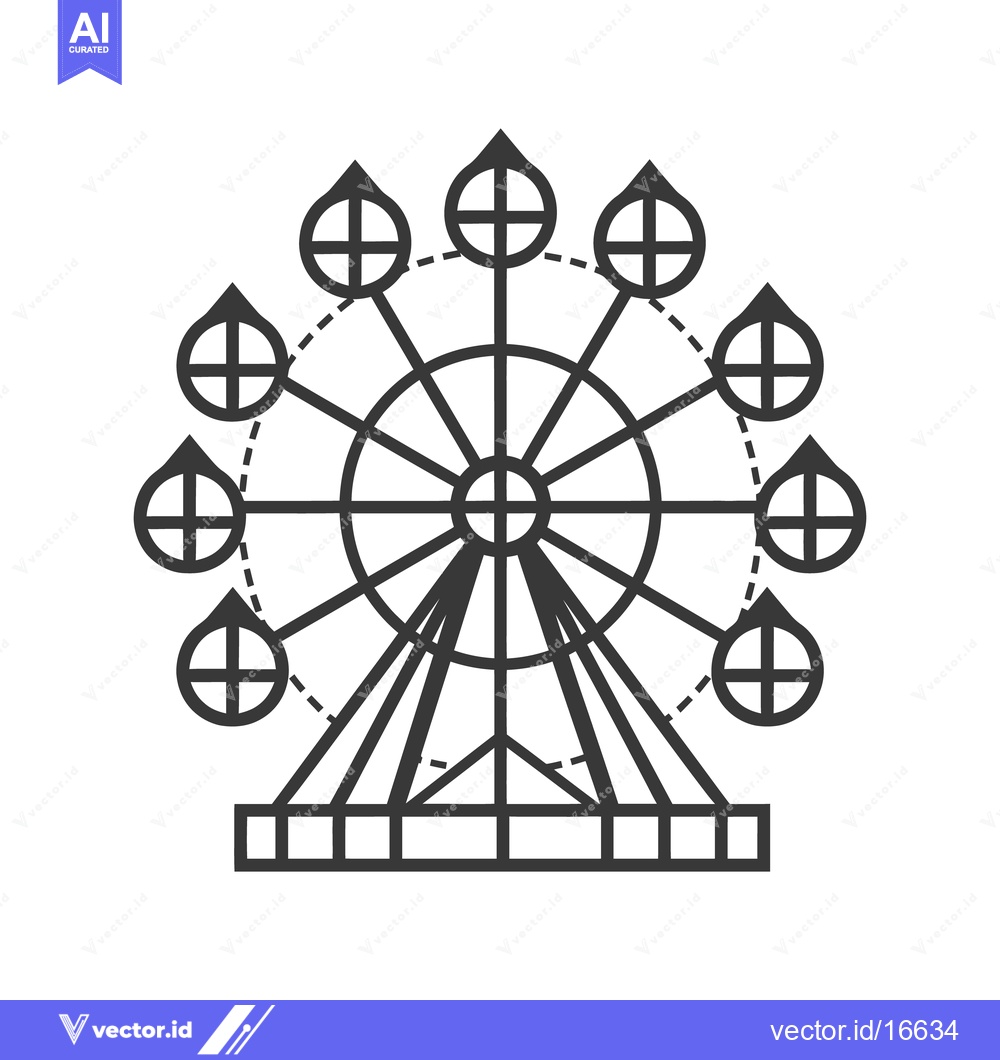 Premium Vector dari Black and white graphic illustration of a carnival ferris wheel