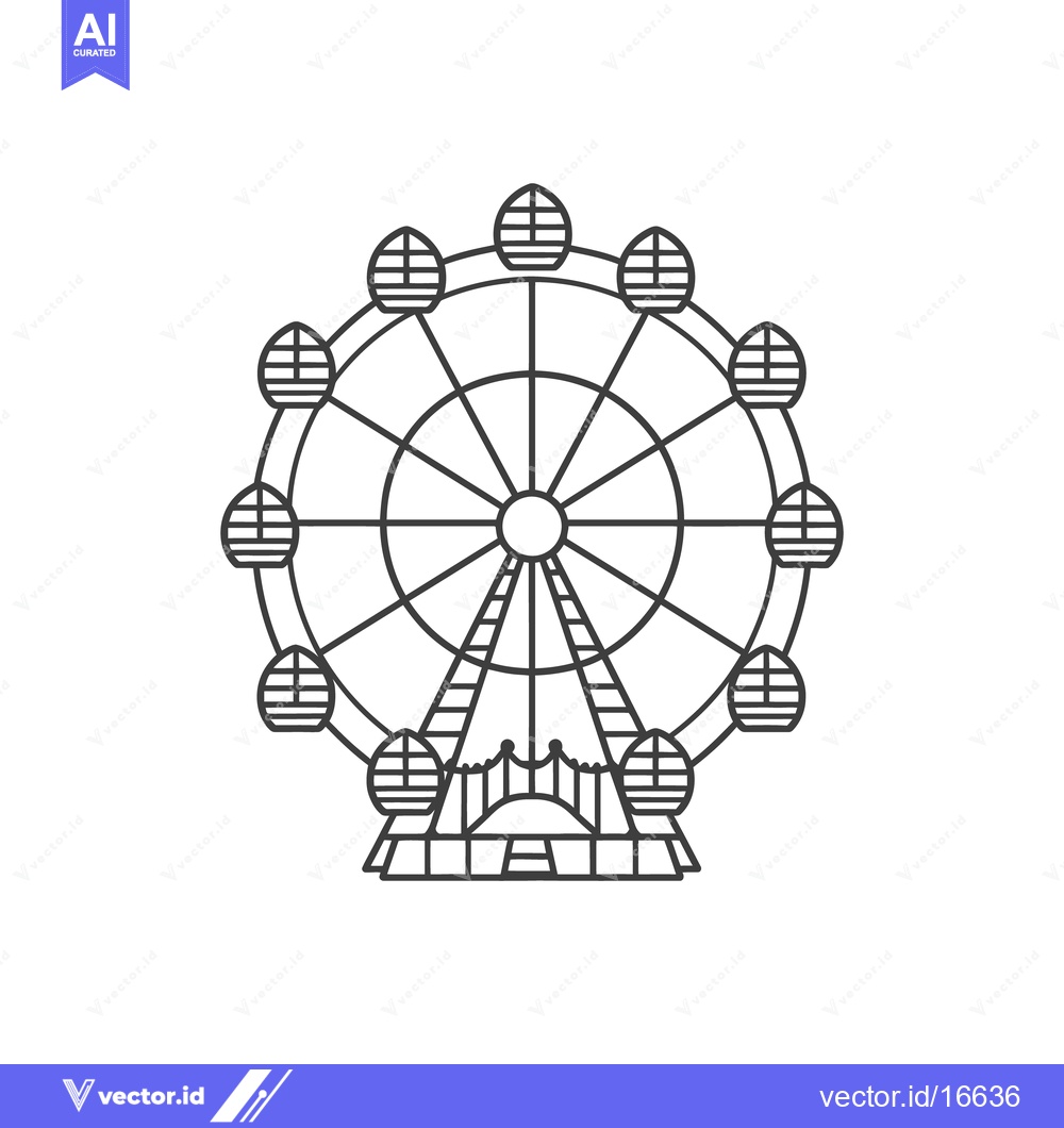 Premium Vector dari A detailed illustration of a stylized amusement park ferris wheel