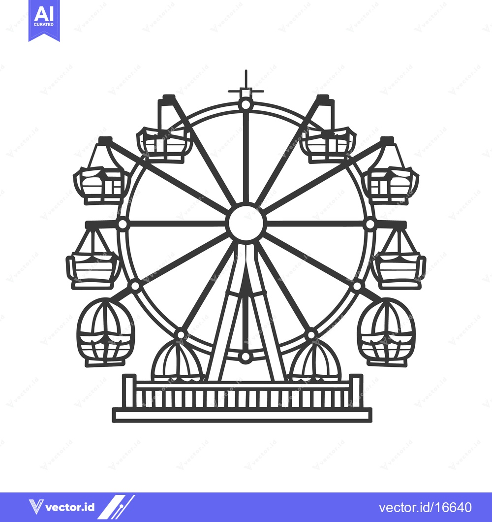 Premium Vector dari A monochrome vector illustration of a Ferris wheel amusement park