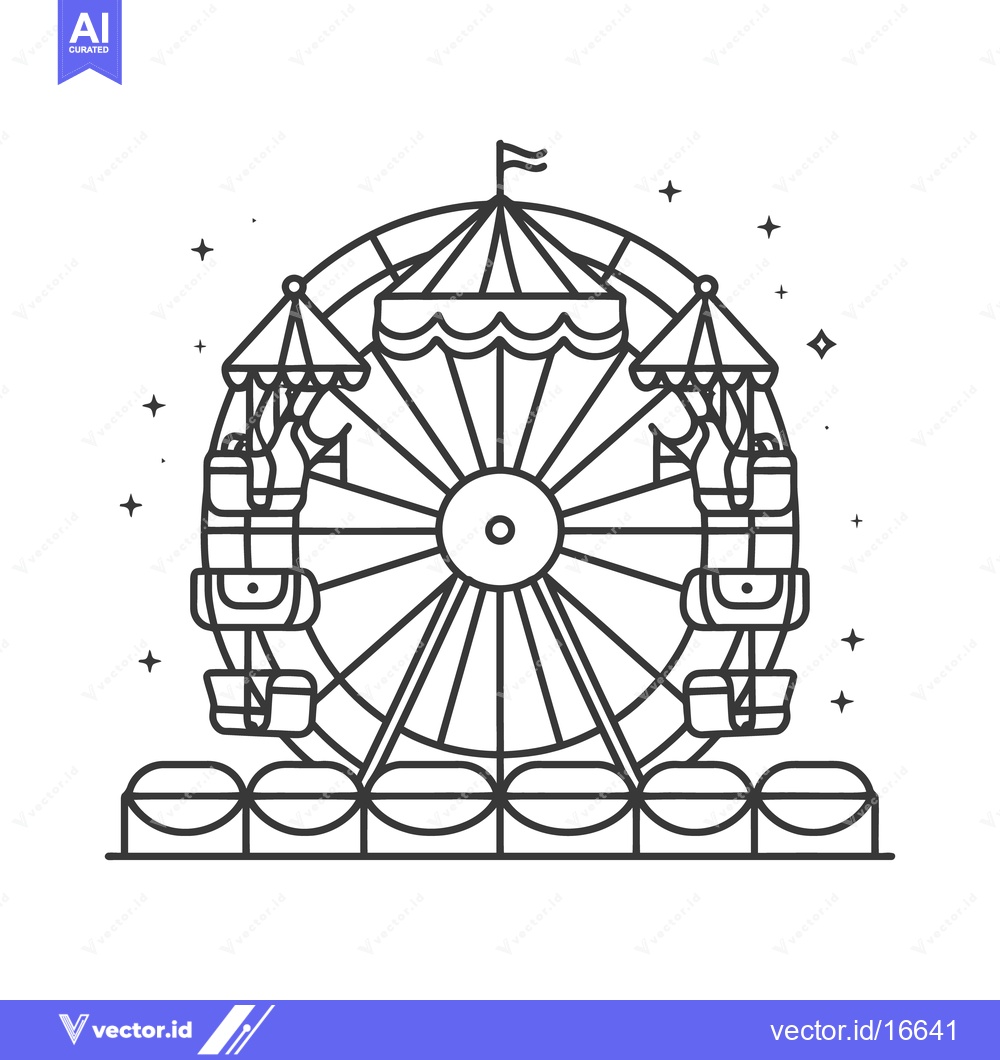 Premium Vector of A black and white illustration of a Ferris wheel in motion