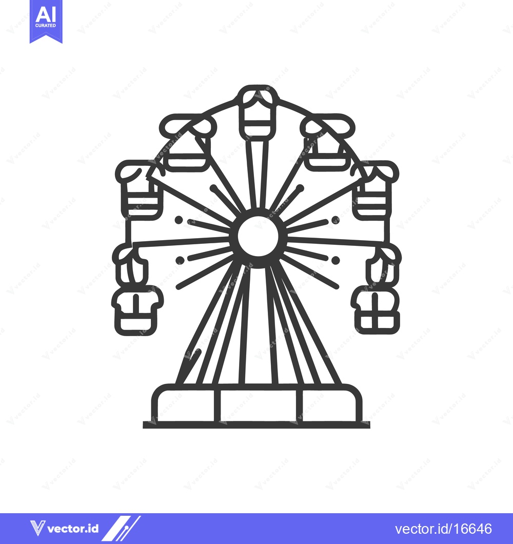 Premium Vector of An illustrative line art depiction of a fairground ferris wheel