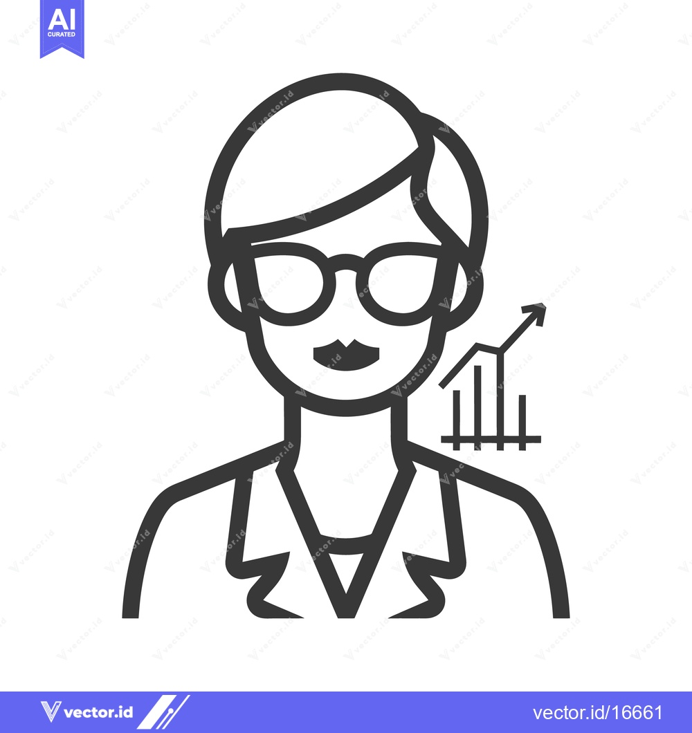 Premium Vector of A female professional icon with business related graphs and lines