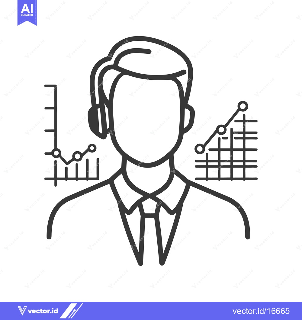 Premium Vector of A line drawing of a man wearing a headset