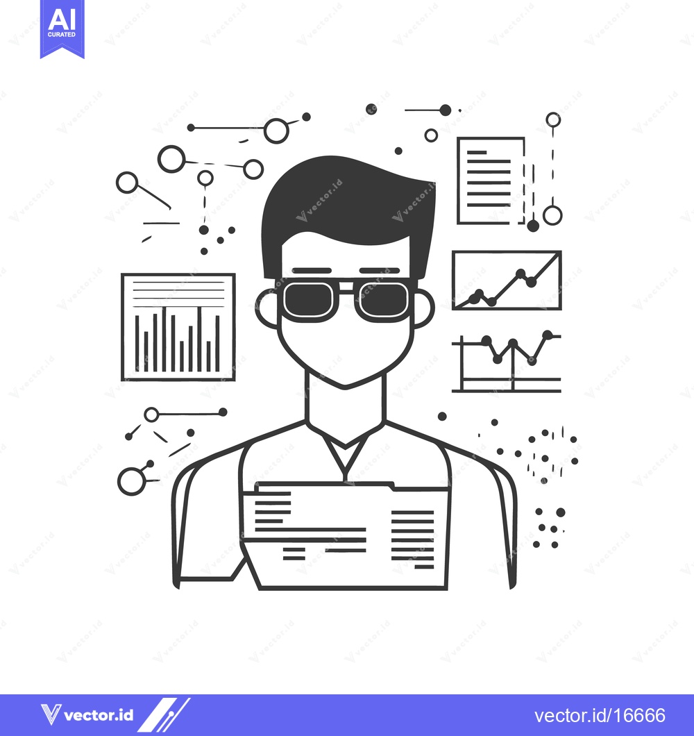 Premium Vector dari A stylized representation of a professional in a data analysis field