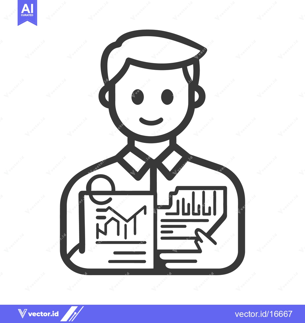 Premium Vector of An outlined person holding charts and graphs for data analysis