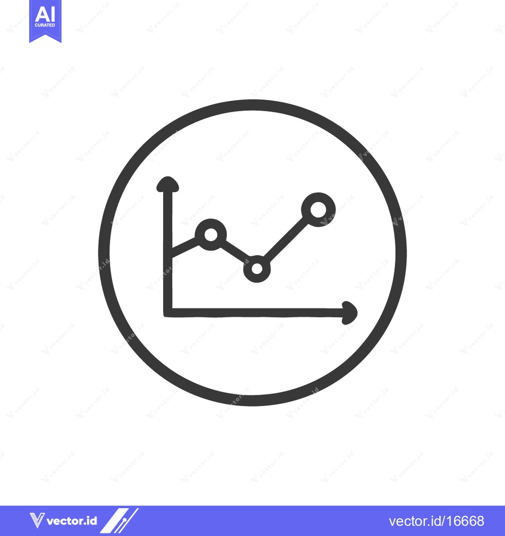 Premium Vector of Growth Chart Icon: Upward Trend in Circular Frame, Business Data