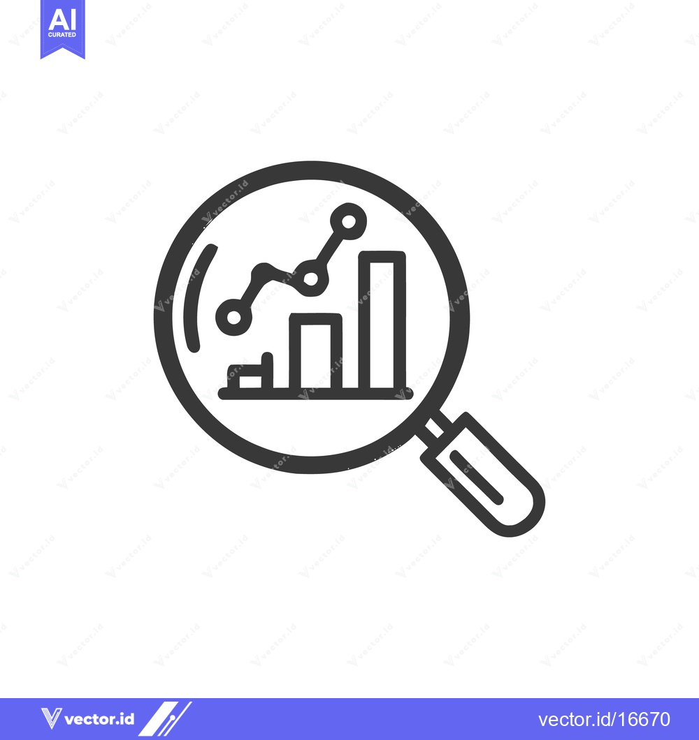 Premium Vector dari Magnifying Glass Examining Financial Growth Chart, Business Analysis I