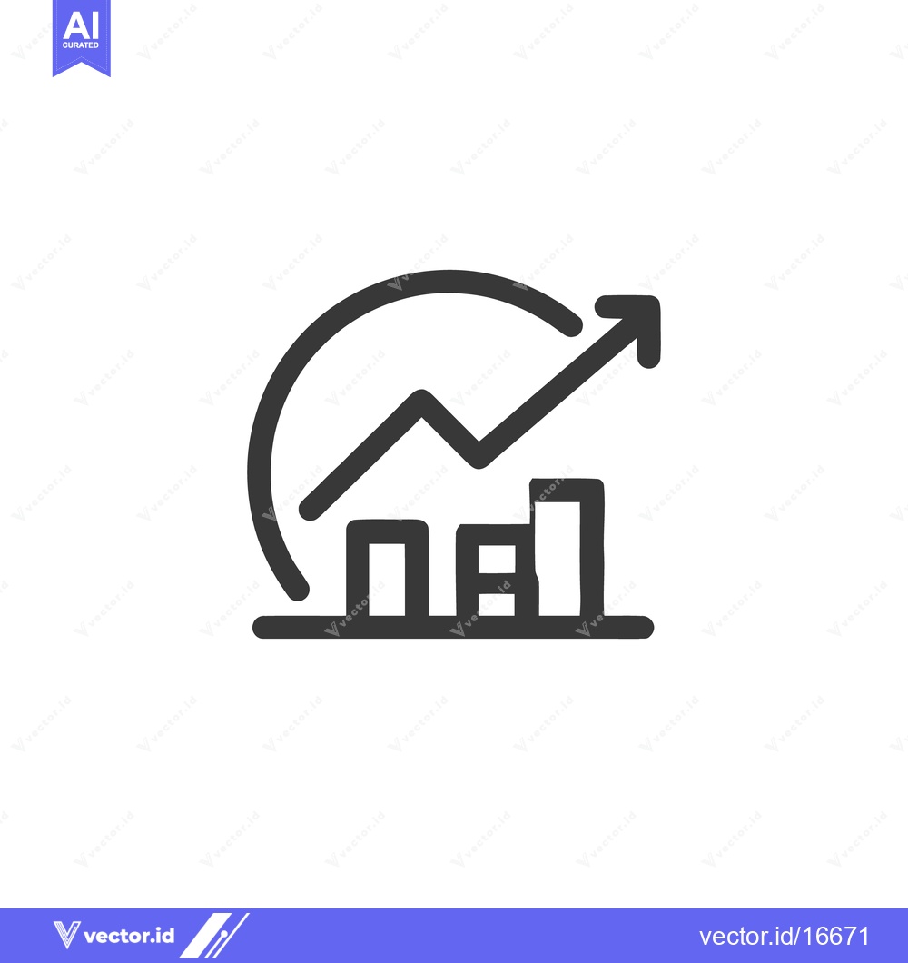 Premium Vector of Ascending Graph Icon: Bold Line Art for Business Growth and Market Tre