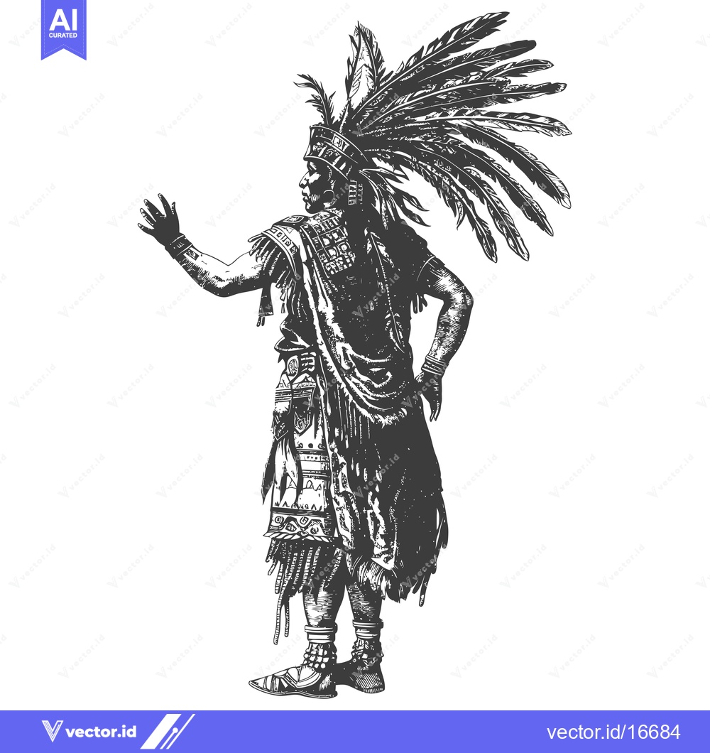 Premium Vector dari A Native American Man Wearing Traditional Clothing and Headdress