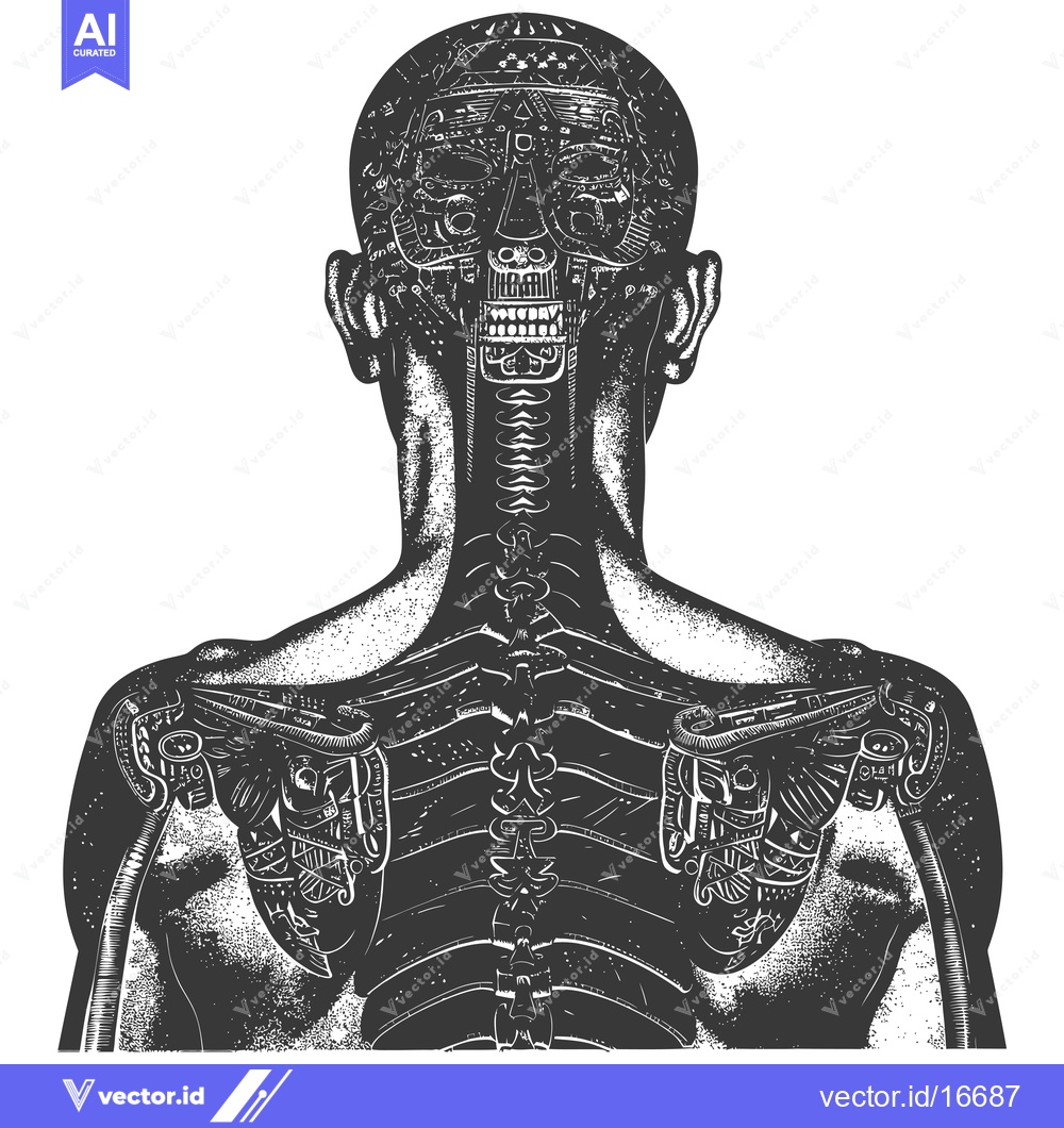 Premium Vector dari Anatomical Illustration of a Human Figure with Intricate Detail