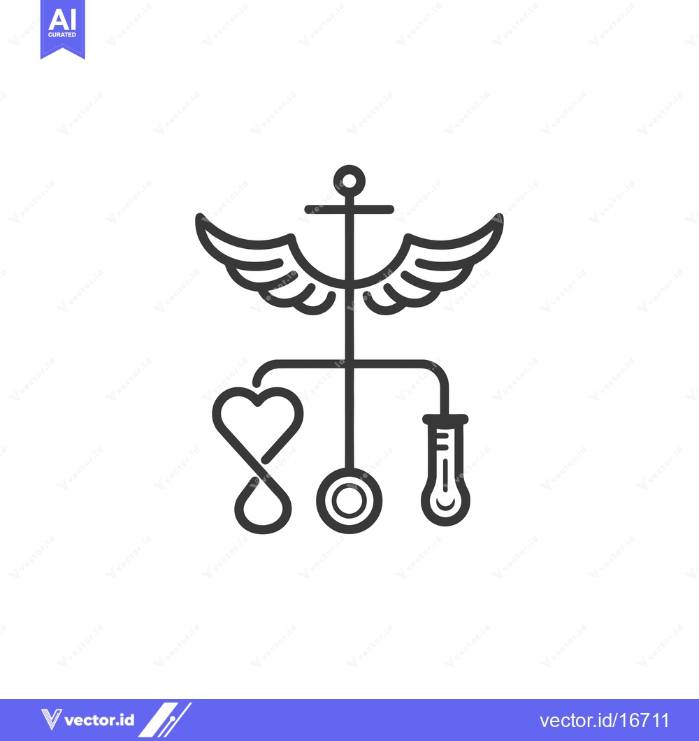 Premium Vector dari Anchor with Wings, Heart, Stethoscope, and Test Tube