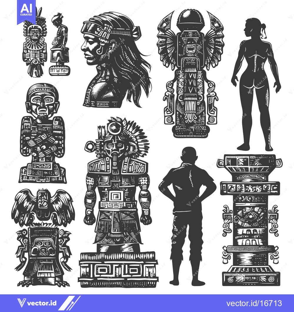 Premium Vector of Ancient Aztec and Mayan Culture Illustrations