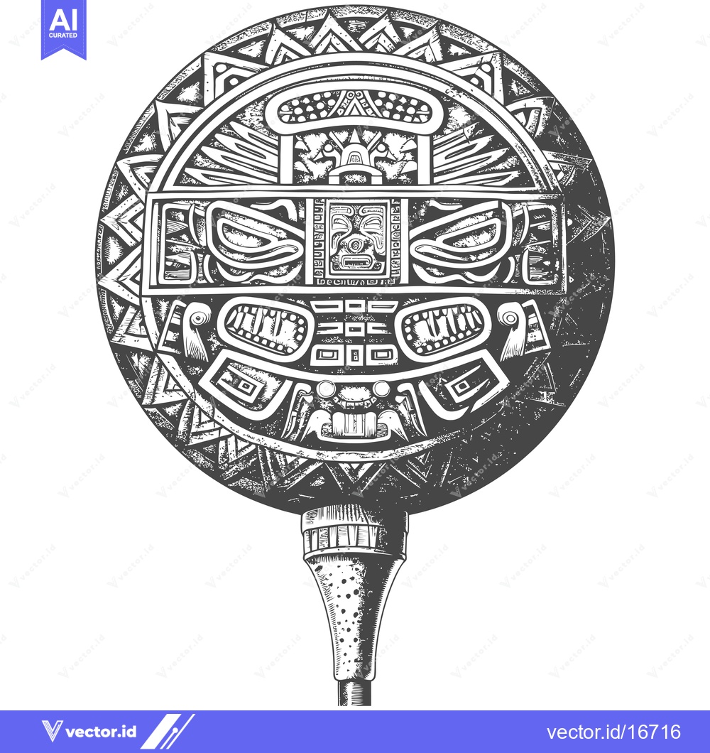 Premium Vector dari Ancient Aztec Hand-Drawn Ornate Ceremonial Torch