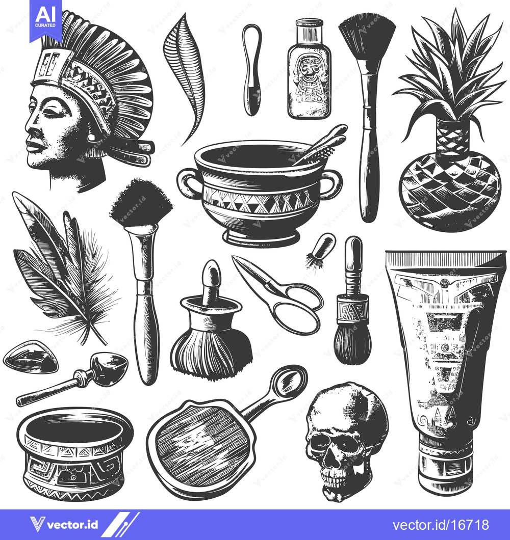 Premium Vector of Ancient Aztec or Mayan Culture Themed Tattoo Flash Design
