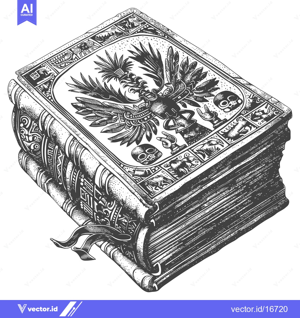 Premium Vector dari Ancient Book with Intricate Aztec-Inspired Artwork and Imagery