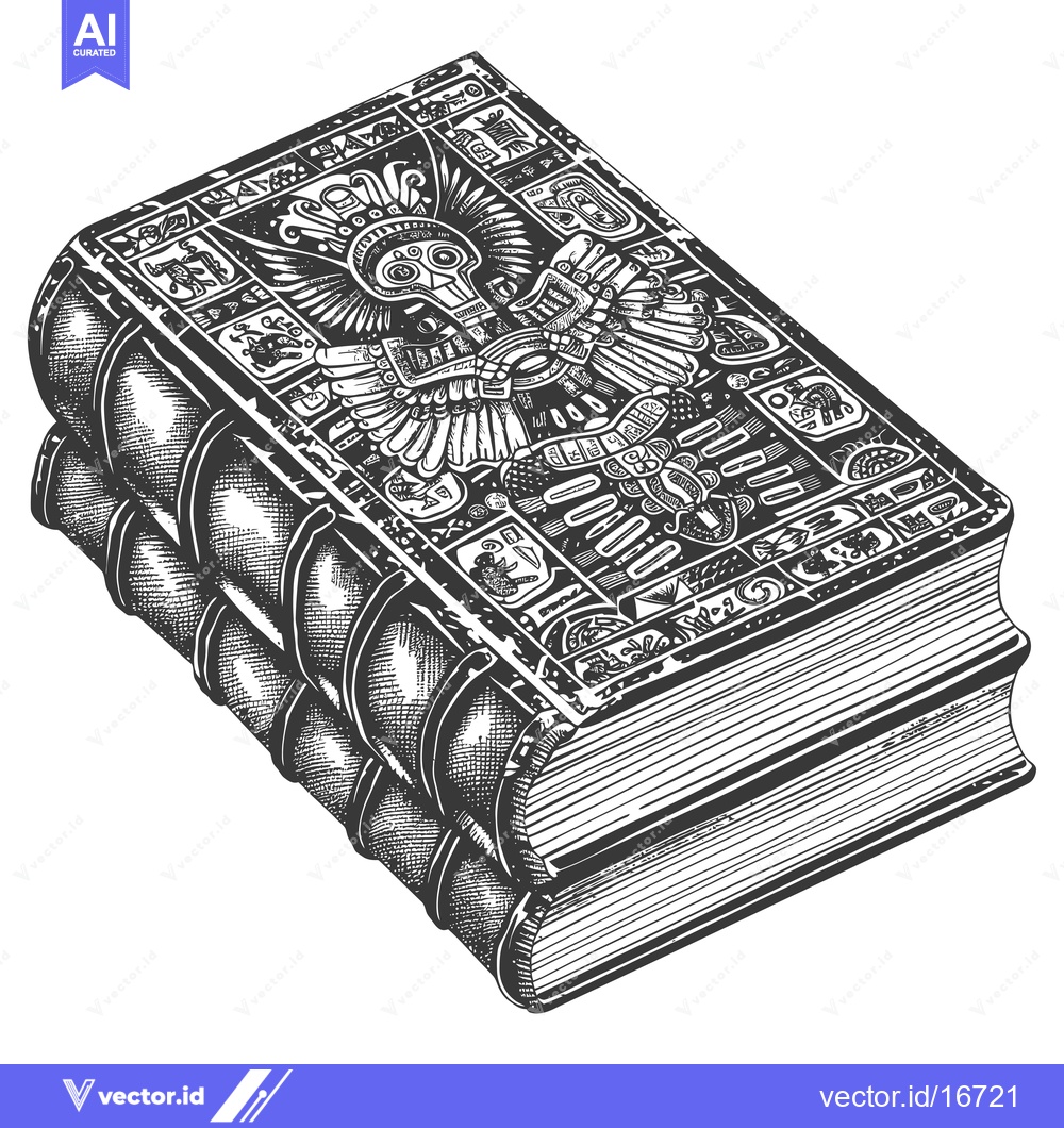 Premium Vector dari Ancient Book with Intricate Aztec-Inspired Cover Design