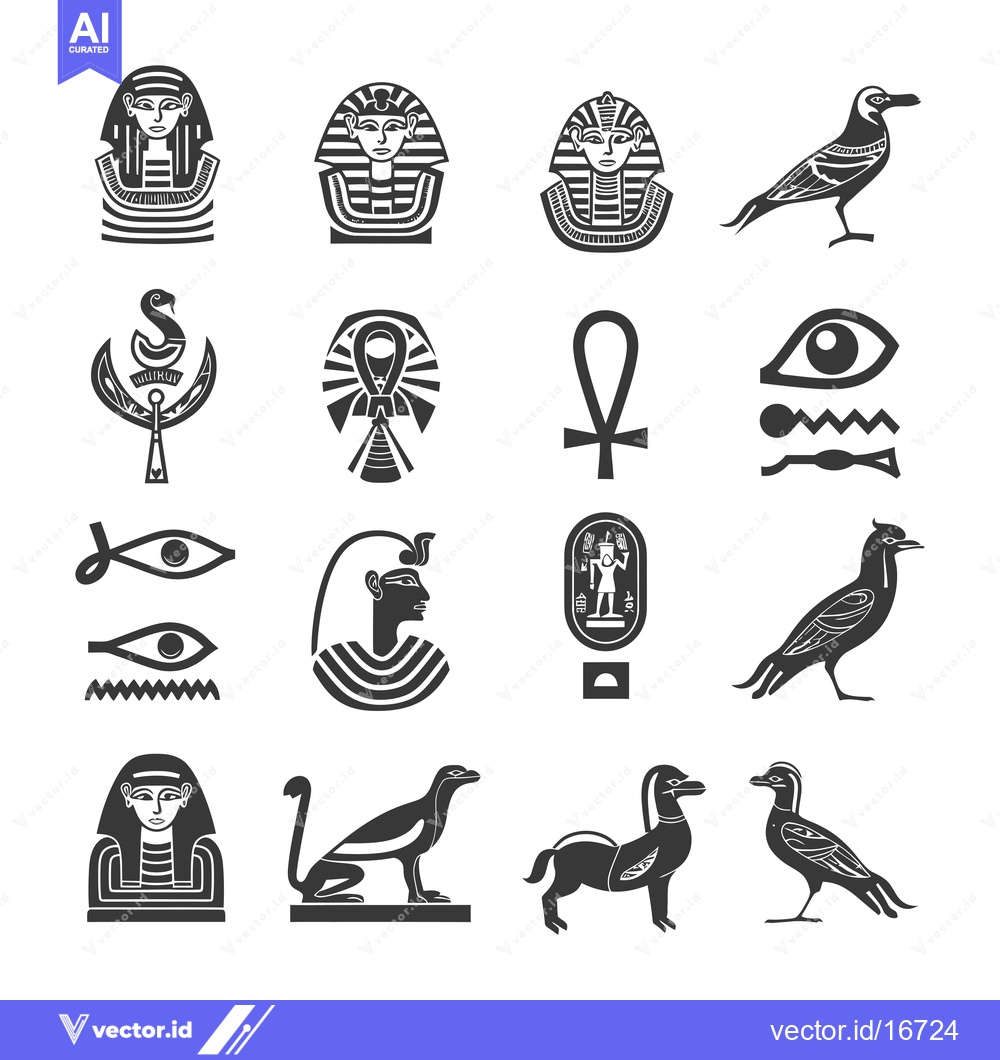 Premium Vector of Ancient Egyptian Symbols and Hieroglyphics