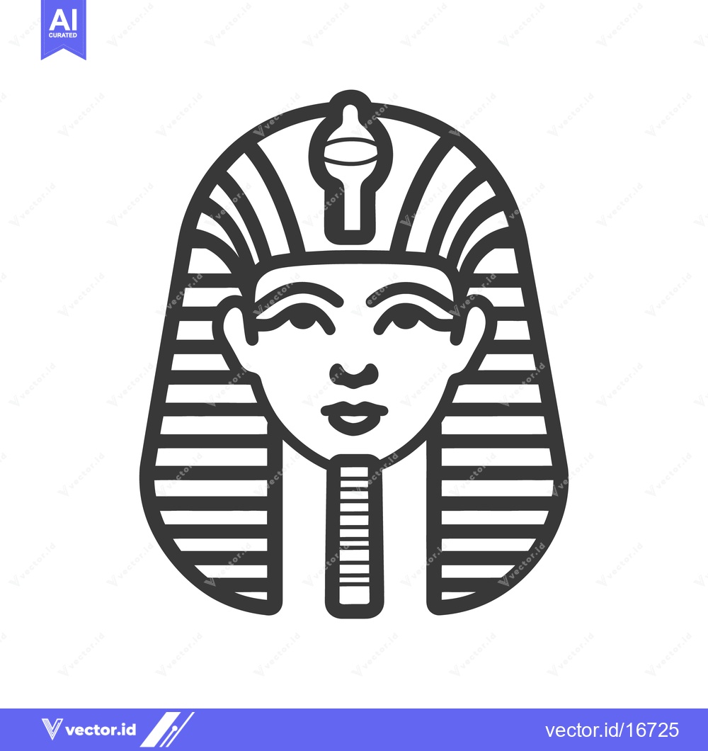 Premium Vector dari Black and white graphic illustration of a pharaohs face with jewelry