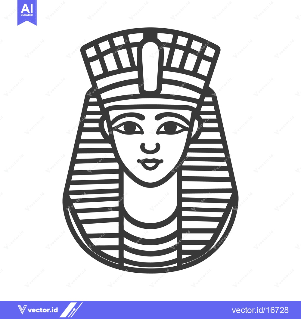 Premium Vector dari A stylized portrait of an ancient Egyptian pharaoh with headdress