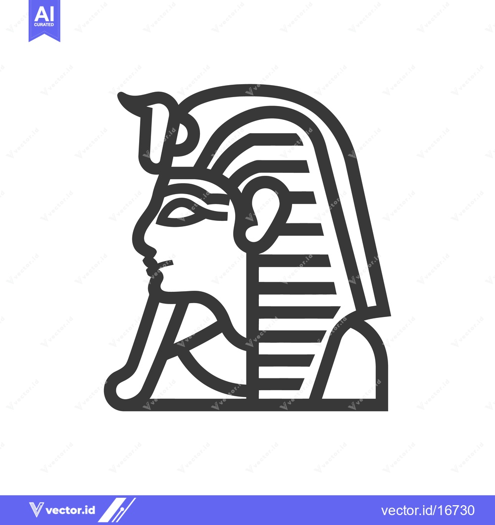Premium Vector of A stylized profile portrait of a regal egyptian pharaoh