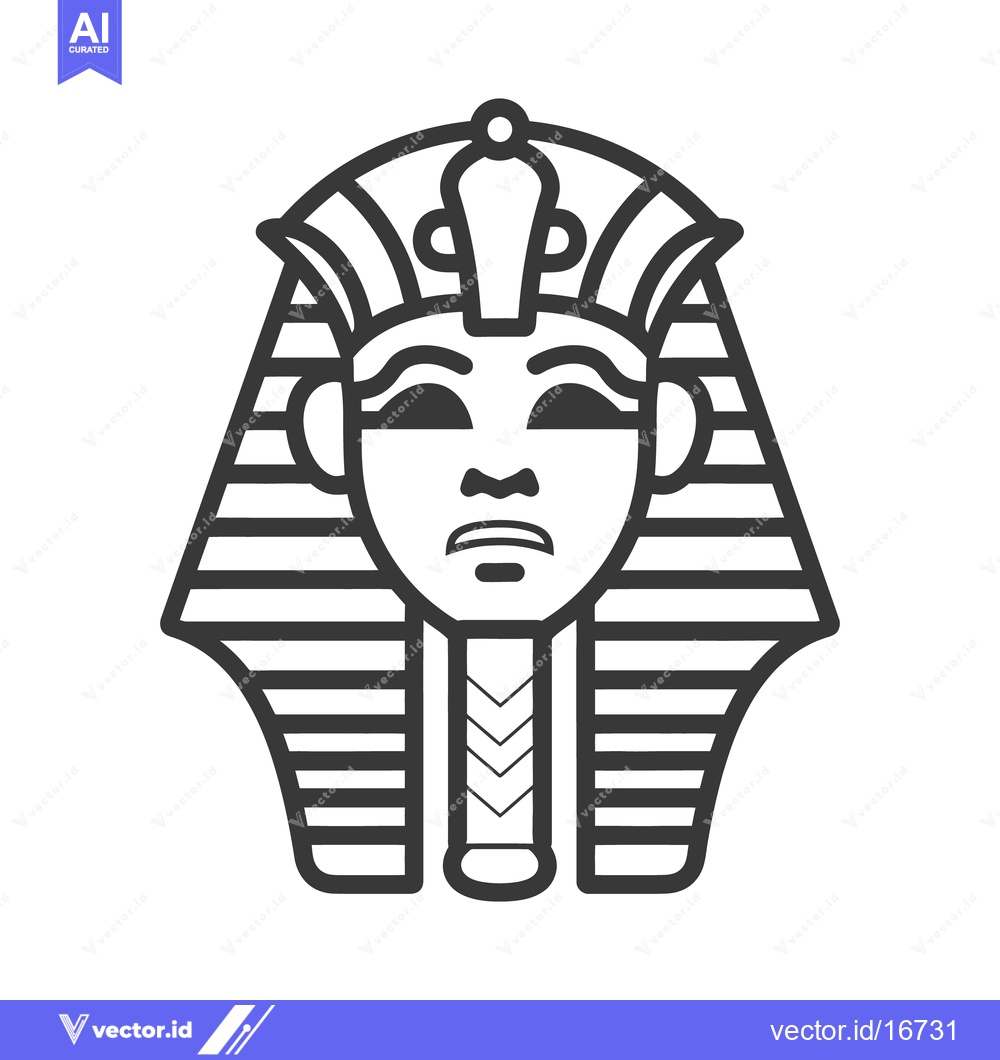 Premium Vector of Stylized Illustration of a Pharaohs Mask and Headdress in Black and Wh