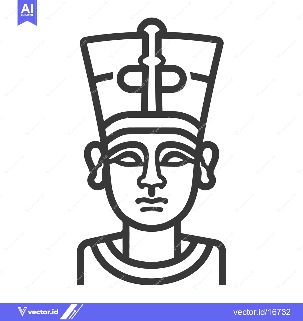 Premium Vector dari A stylized line art portrait of an ancient ruler of Egypt