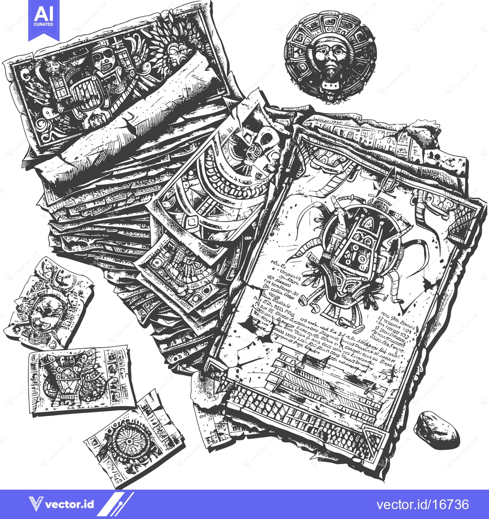 Premium Vector dari Ancient Mayan Artifacts and Inscriptions