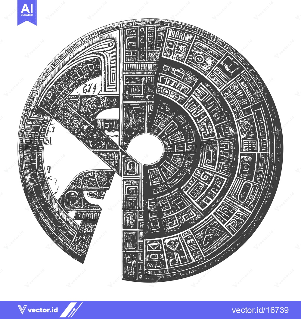 Premium Vector of Ancient Mayan Calendar with Intricate Glyphs and Designs