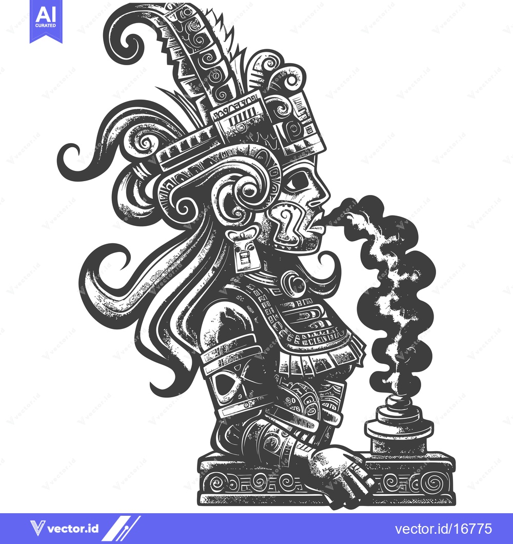 Premium Vector of Ancient Mayan Woman Holding a Ceremonial Incense Burner