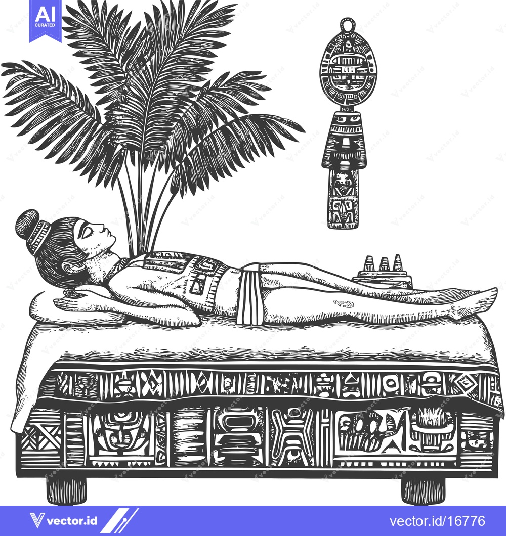 Premium Vector dari Ancient Mayan Woman Lying on Ornate Stone Bed