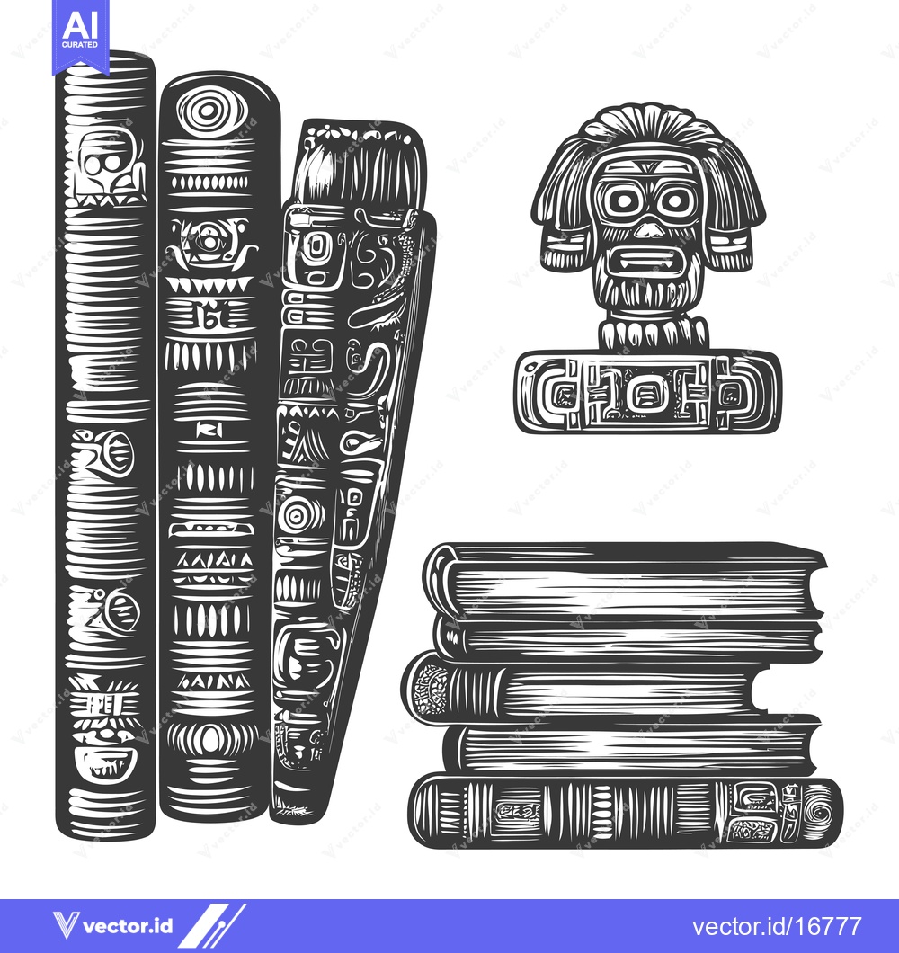 Premium Vector dari Ancient Ornate Books and Stone Carving