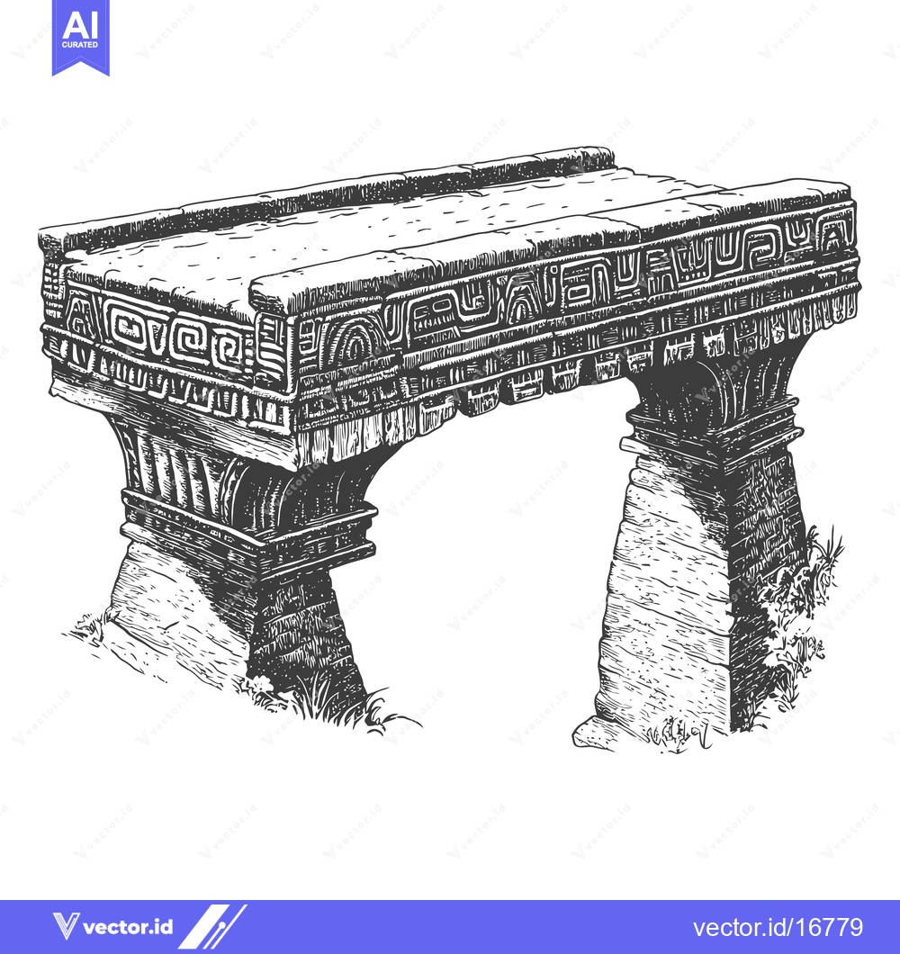 Premium Vector dari Ancient Stone Bridge with Ornate Carvings