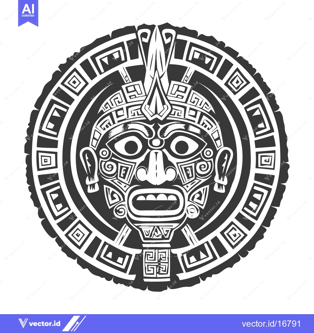 Premium Vector dari Ancient Tribal Mask with Geometric Ornamentation