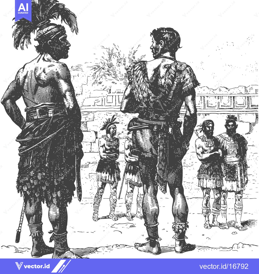 Premium Vector of Ancient Warrior Confronting Indigenous People