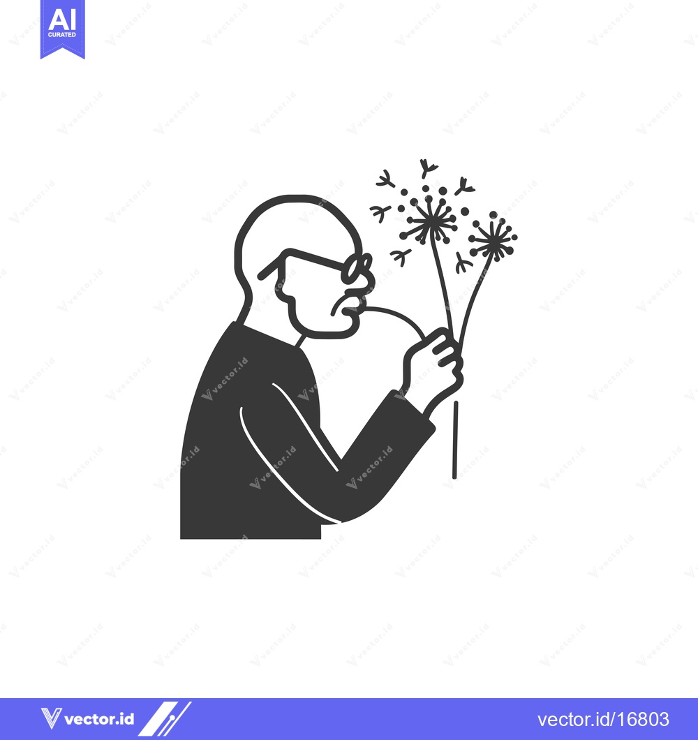 Premium Vector dari An elderly man blowing on dandelion seeds