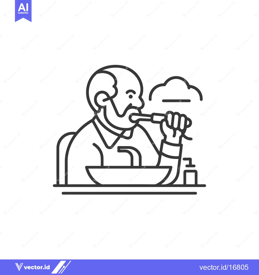 Premium Vector dari An elderly man brushing his teeth in a bathroom