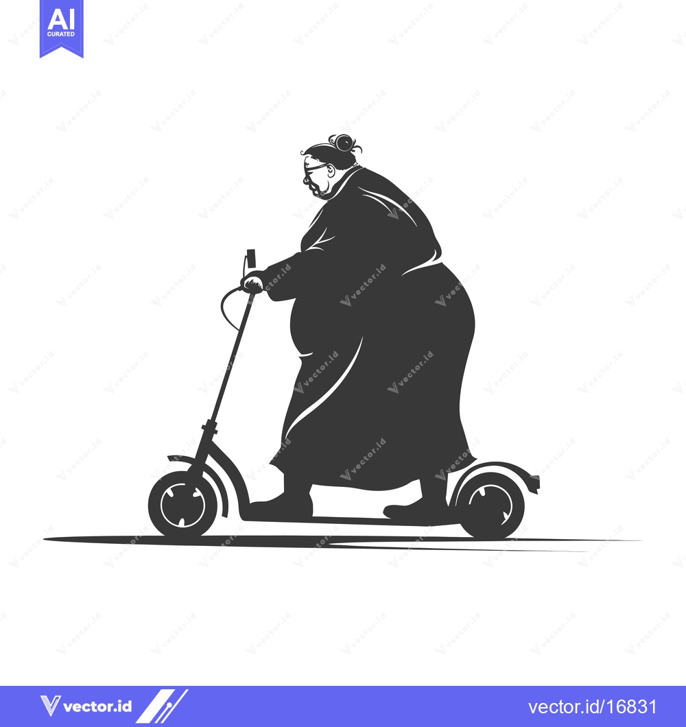 Premium Vector dari An elderly woman rides an electric scooter
