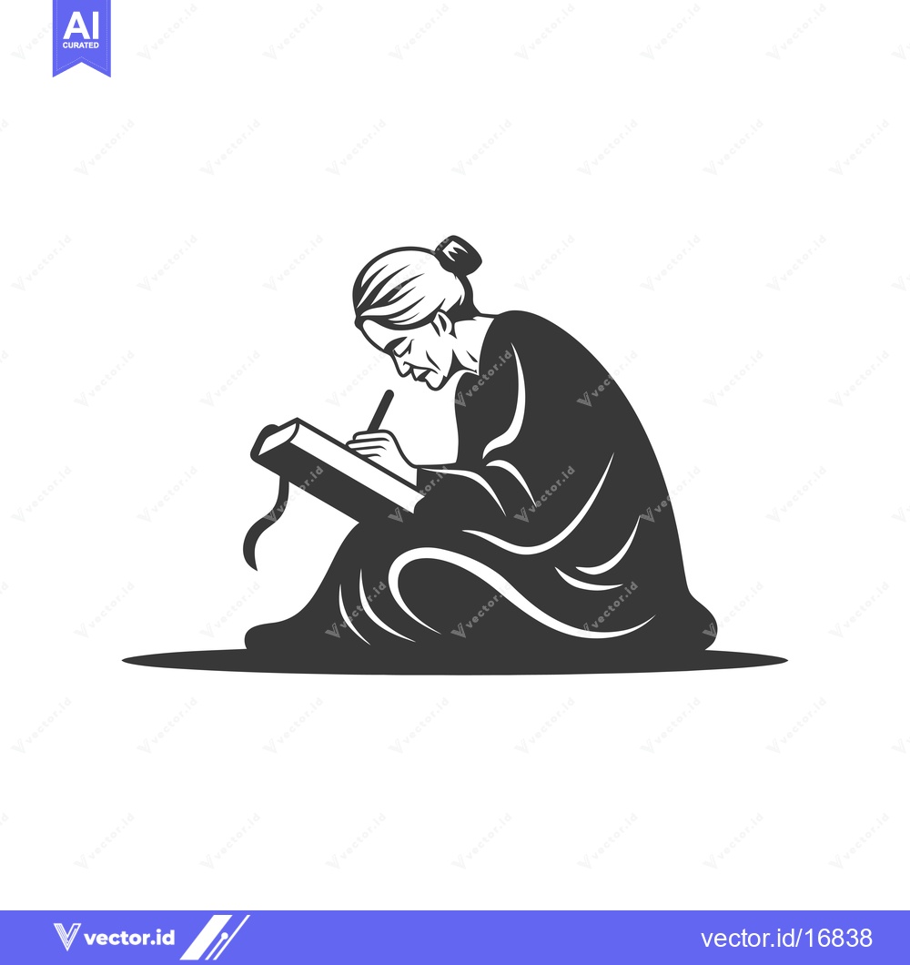 Premium Vector dari An Elderly Woman Writing on a Book