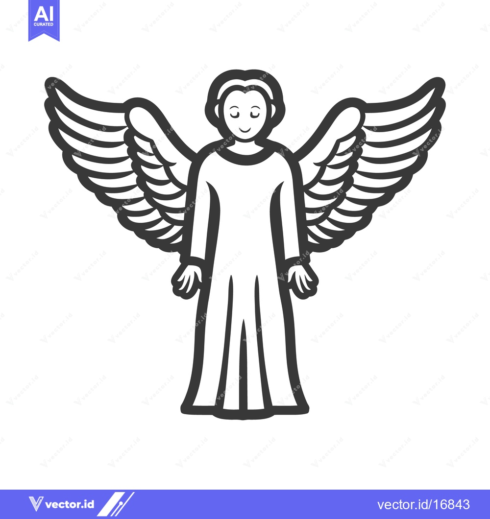 Premium Vector dari Simple graphic of a serene winged figure in a long robe