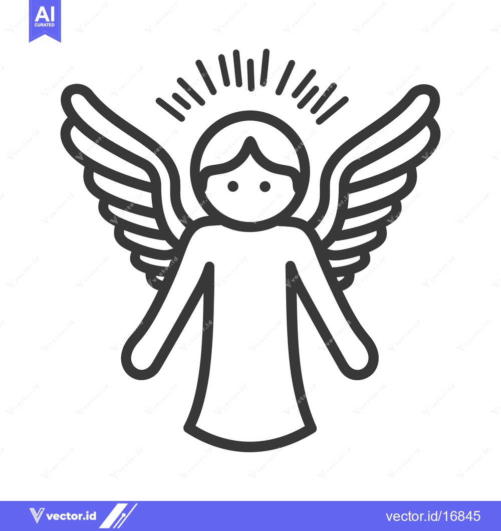 Premium Vector dari A stylized illustration of a winged celestial being with a halo