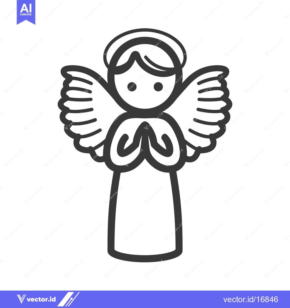 Premium Vector dari A simple illustration depicting an angel with wings and a halo
