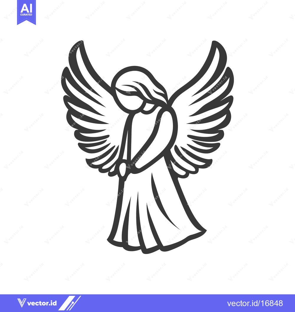 Premium Vector of An abstract illustration of an angel with outstretched feathered wings
